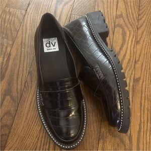 Dolce Vita Black Croc-Embossed slip on Loafers 6